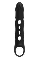 Черная насадка-удлинитель Vibrating Extender With Remote с вибрацией - 