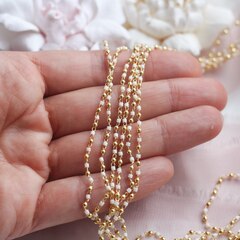Цепочка с шариками и белым бисером, 2 мм, позолота, 39 см, А613-1 (39см)