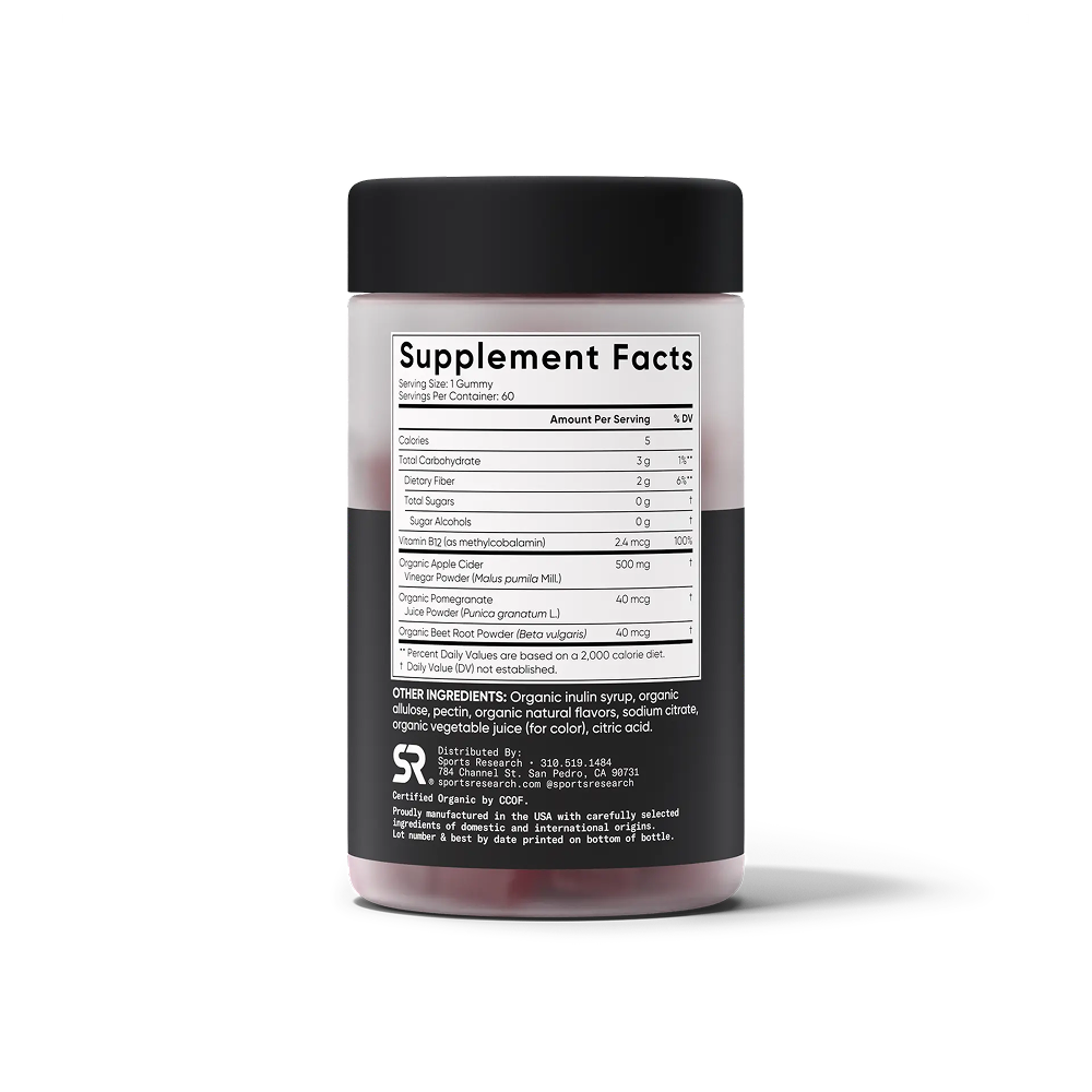 Яблочный уксус, Apple Cider Vinegar, Sports Research, 60 жевательных капсул 3