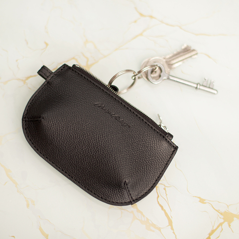 Ключница-кошелек Chatelain из кожи сафьяно, черного цвета