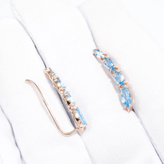 51-320-02451-1 - Серьги-зажимы (эльфы) из золота 585 пробы с топазами