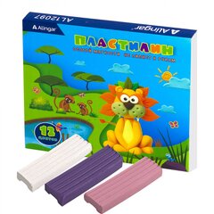 
          Пластилин Alingar, 12 цветов, "Лев", 180 гр., особо мягкий, без стека, картонная упаковка