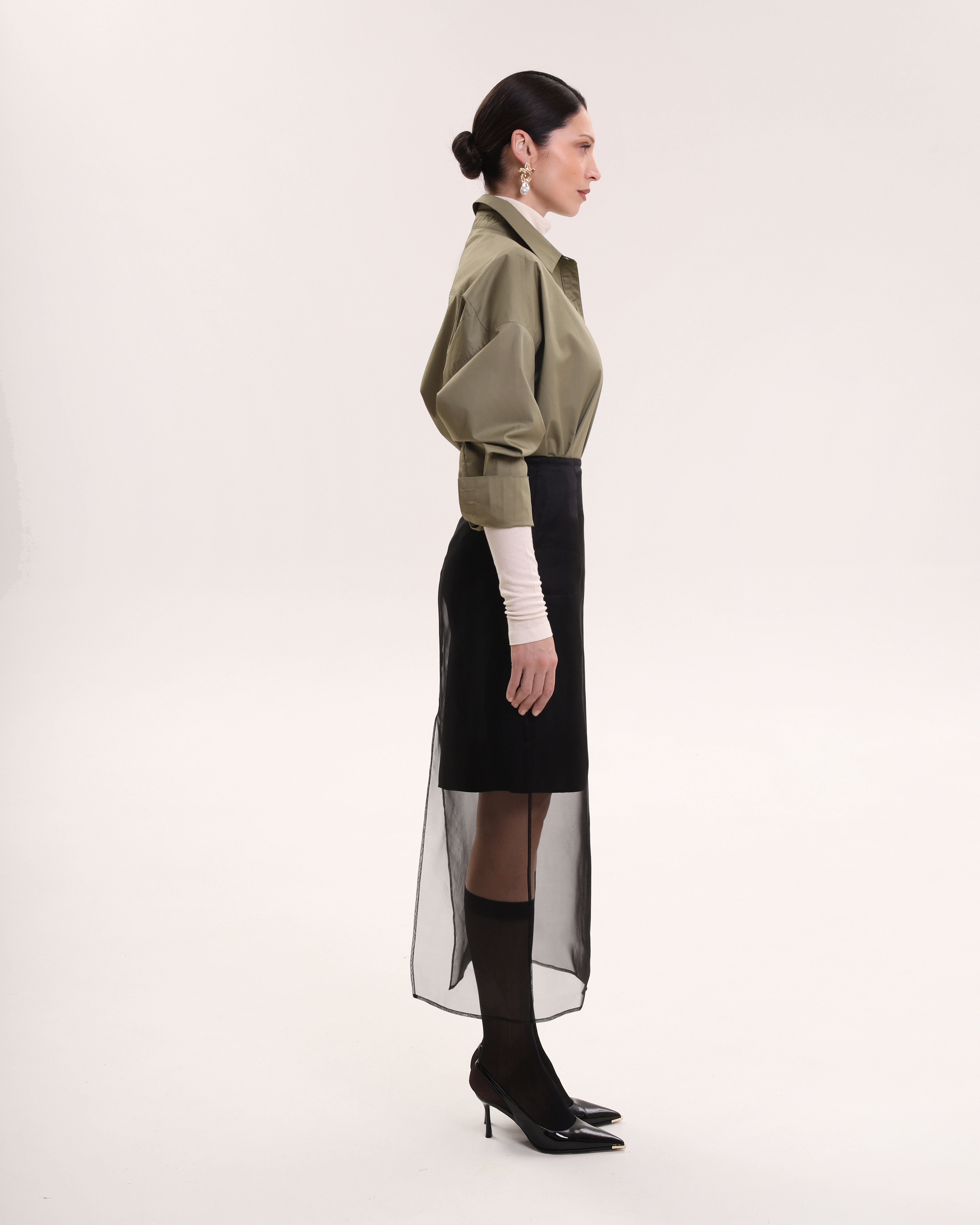 Рубашка хлопковая олива