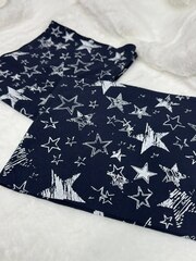 Ткань трикотаж кулирная гладь, Звезды на темно-синем, 180 гр/м, 92% хлопок 8% лайкра, 50*50 см, 2 отреза.