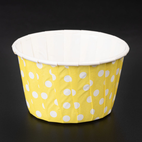 Капсулы для маффинов с бортиком Polca Dot Желтые в горох 50*40 мм, шт