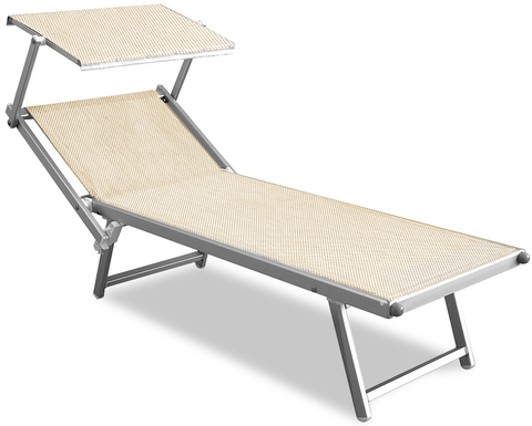 Шезлонг-лежак металлический Magnani 501 Relax, серебристый, слоновая кость