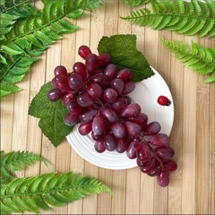 Виноград искусственный натуралистичный, КРУПНАЯ ГРОЗДЬ, длина 24 см., более 55 ягод, цвет БОРДОВО-РОЗОВЫЙ, 1 гроздь.