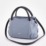 Сумка Саломея 278 гладкий серо-голубой + черный