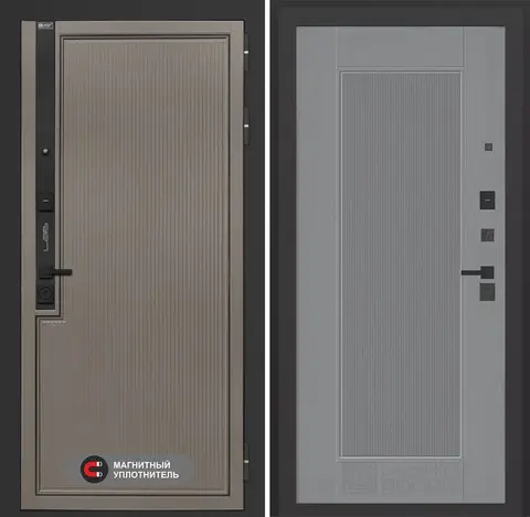 Входная дверь в квартиру с повышенной шумоизоляцией Лабиринт Лаб про 1 Велютто кофе 30 Серый софт рельеф (с текстурой)