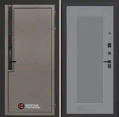 Входная дверь в квартиру с повышенной шумоизоляцией Лабиринт Лаб про 1 Велютто кофе 30 Серый софт рельеф (с текстурой)