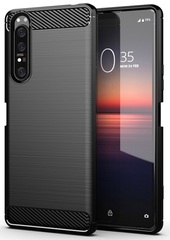 Чехол защитный черного цвета на Sony Xperia 1 II 2020, серия Carbon от Caseport