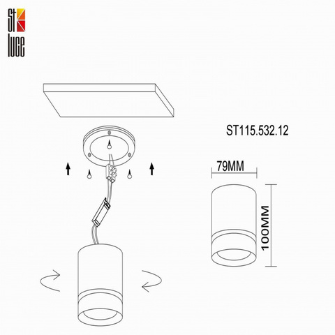 Накладной светодиодный светильник  ST Luce ST115.532.12, 12W 3000K