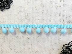 Тесьма/бахрома с помпонами, ш. 2,5 см, голубой