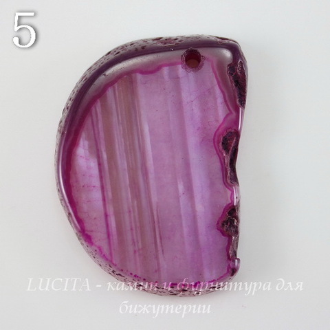 Подвеска Срез Агата с полосками (тониров), цвет - фиолетовый, 37-39 мм (№5 (37х27 мм))
