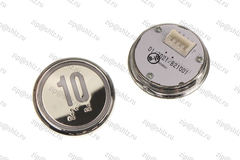 Кнопка (кнопочный модуль) BBP-R550-MRWM-S-W-10-C "10 этаж", круглая, статическая белая подсветка, с кодом Брайля.