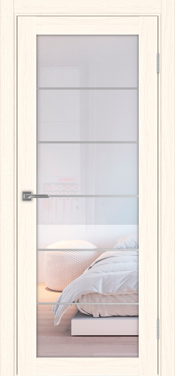Дверь межкомнатная Оптима Порте Турин 501.2 АСС молдинг SC, цвет светлый ясень, экошпон, стекло прозрачное
