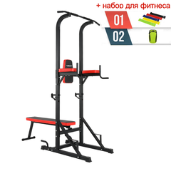 Турник-пресс-брусья со скамьей UNIX Fit POWER TOWER 120P