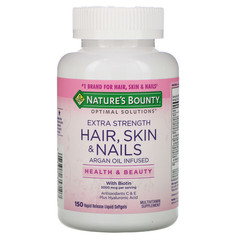 Nature's Bounty, Optimal Solutions, Hair, Skin & Nails, Extra Strength, 150 быстрорастворимых мягких капсул