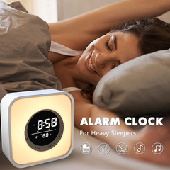 Колонка Bluetooth с будильником цветной светодиодной подсветкой дисплеем температуры функцией MP3-плеера