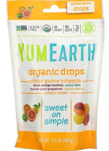 Yum earth, Органические леденцы с витамином С Citrus Grove, 93,5 г (3,3 унции)