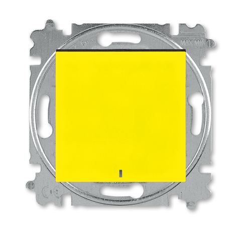 Выключатель одноклавишный с ориентационной подсветкой LED голубого цвета. Цвет Жёлтый / дымчатый чёрный. ABB. Levit(Левит). 2CHH590146A6064+2CHU165443A4000