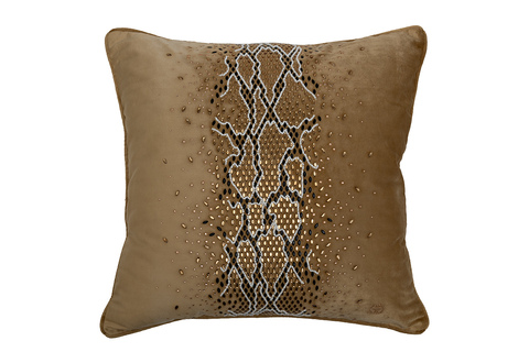 Подушка декоративная 45x45 Garda Decor Питон со стразами золотая