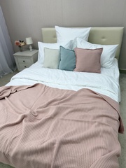 Плед-покрывало "Косичка", хлопок, Турция, розовый