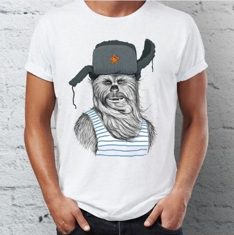 Звездные войны футболка Чубакка  в ушанке