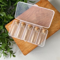 Баночки-бутылочки для хранения, прозрачные, в контейнере, 2,1*5 см, набор 5 шт.