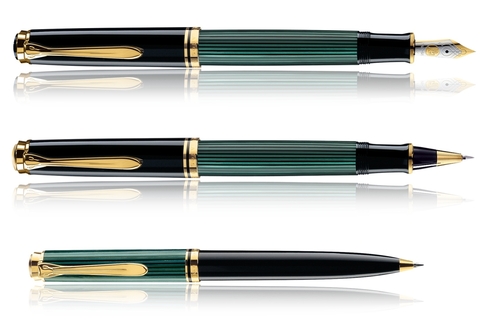 Ручка перьевая Pelikan Souverän® M400 Black and Green GT, M (994863)