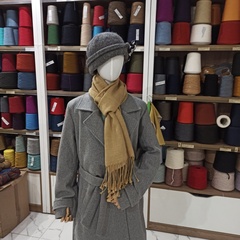 Домотканный шарф из кашемира с льном и шелком Горчица