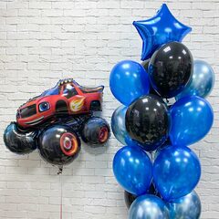 Композиция из воздушных шаров "Вспыш с синими звездами"