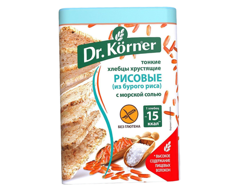 Хлебцы Др Корнер хрустящие рисовые с морской солью 100г, шт