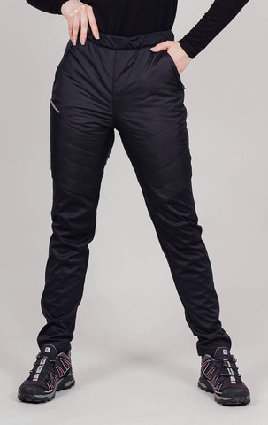 Женские премиальные брюки для лыж и зимнего бега Nordski Hybrid Warm Black