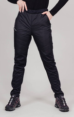 Женские премиальные брюки для лыж и зимнего бега Nordski Hybrid Warm Black