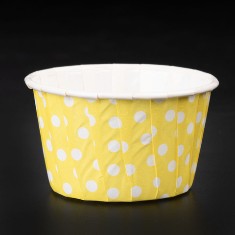 Капсулы для маффинов с бортиком Polca Dot Желтые в горох 50*40 мм, шт