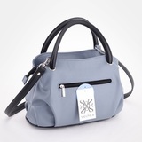 Сумка Саломея 278 гладкий серо-голубой + черный