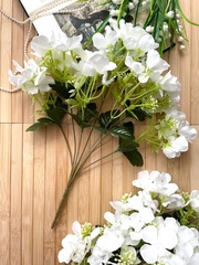 Гортензия искусственная, букет 7 веток - 7 голов, цвет белый, 37 см, набор 2 букета