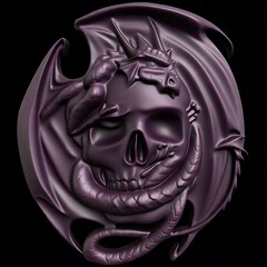 Силиконовый молд Череп с драконом