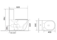 Унитаз напольный, безободковый, система смыва торнадо, Aquatek Оптима Плюс 620x355x790