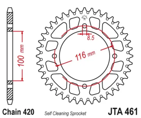 Звезда ведомая алюминиевая JTA461 51BLK