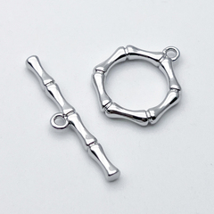 Замок-тоггл, цвет серебро (родий), размер 19*16 мм + 28*5,5 мм, цена за 1 шт