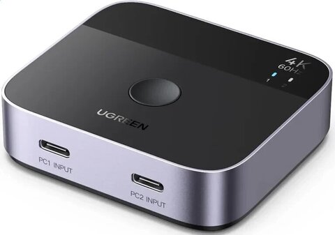 Переключатель  UGREEN AW502 (55451) USB-C Switch 2 In 1 Out 4K@60Hz, черный