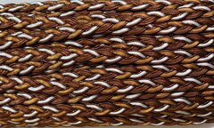Лента декоративная люрекс косичка, ш. 1,2 см, коричневый
