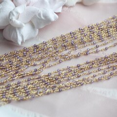 Цепочка с сиреневыми цирконами, 2 мм, позолота, 39 см, А616-1 (39см)