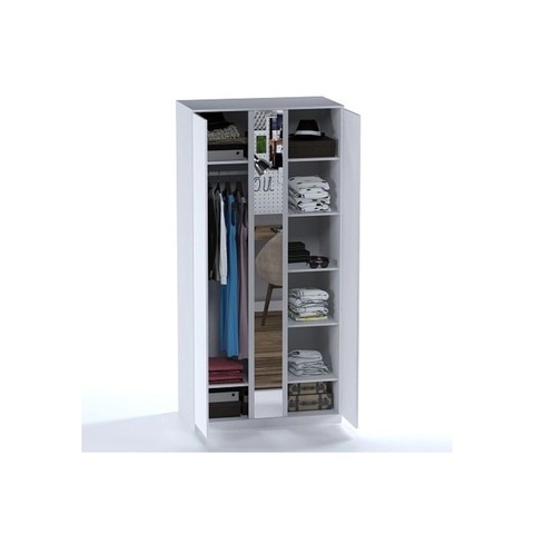 Шкаф распашной ВАРМА СТОР 105 с зеркалом, 222*105*57см, белый