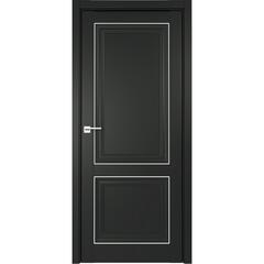 Купить Межкомнатная дверь экошпон винил Прадо черная молдинг серебро глухая