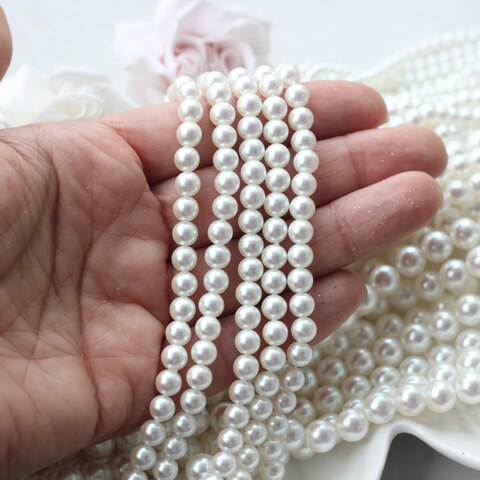 Майорка белый перламутр 6 мм, 1 нить, МА178