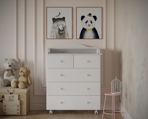 Пеленальный комод Incanto Nuvola Lux 800/5 (откидной столик) цвет белый