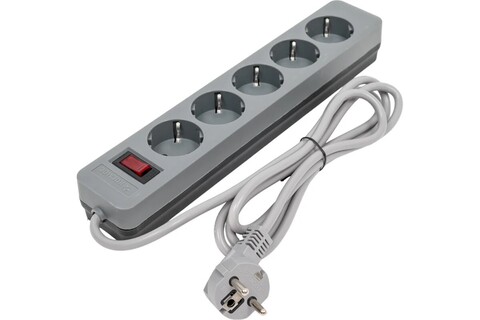 Сетевой фильтр, удлинитель Космос  FKsm1.8m-5g(G) сетевой фильтр, 5 розеток 1.8 метра, серый, заземление, выключатель, 10А, 220 вольт, ПВС 3х3х0,75, IP20 - купить в компании MAKtorg